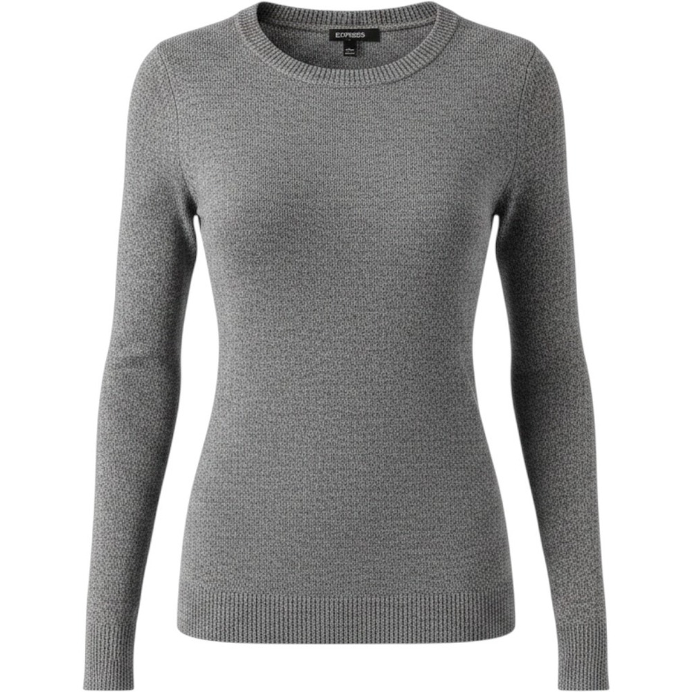 Express Womens Marled Grey Crew Neck Pullover Sweater Size M Cotton Blend